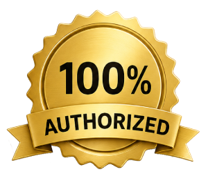 100% authorized badge