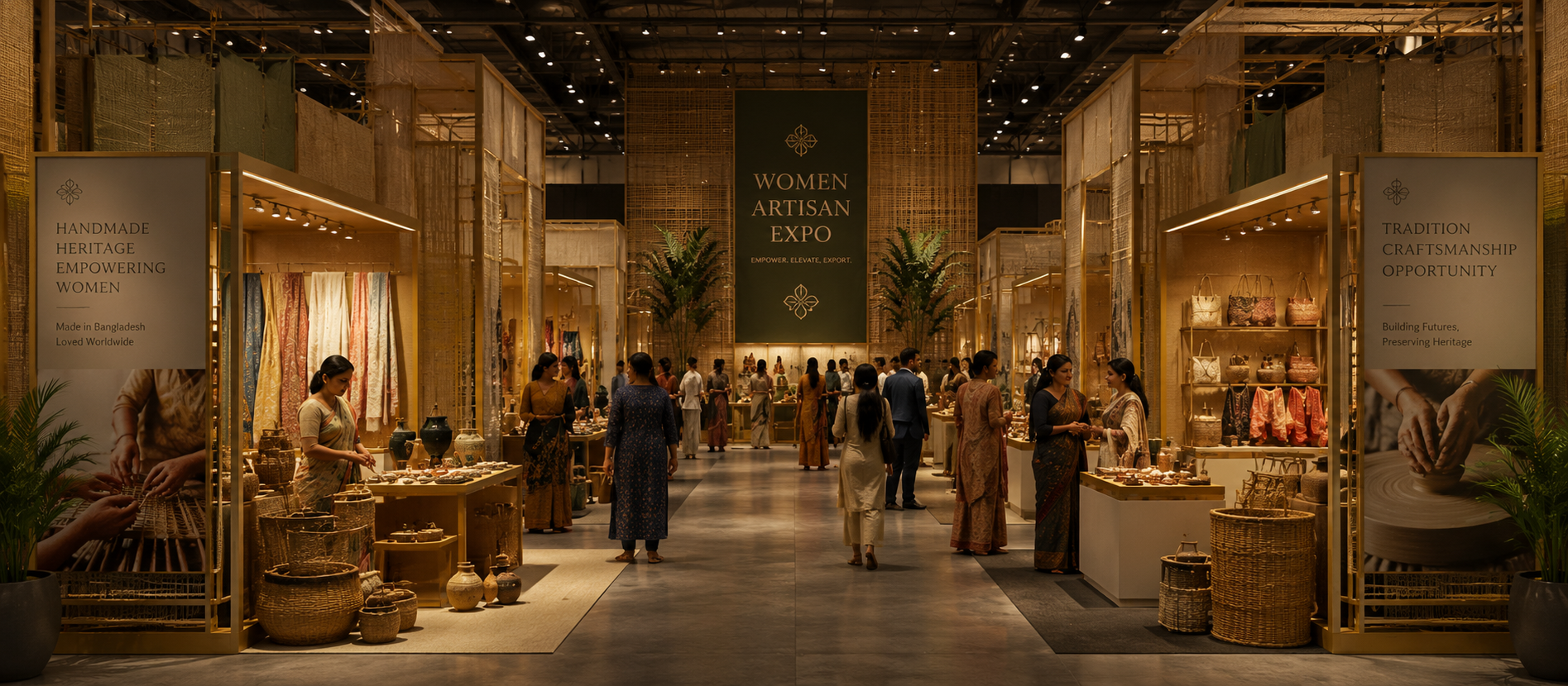 Women Artisan Expo showcase floor with artisan booths and visitors
